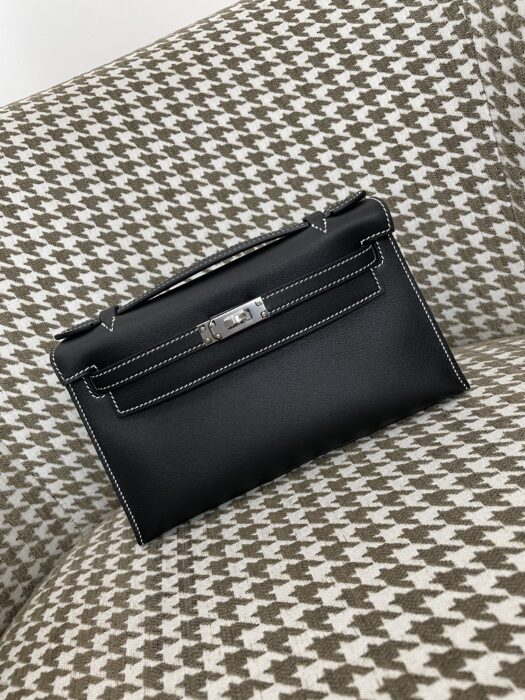 에르메스 켈리백 22 은장 코끼리 블랙 흰색 실 swift 레플리카 미러급 SA급 S급 고퀄리티 최상급 하이엔드 가방 [여성]