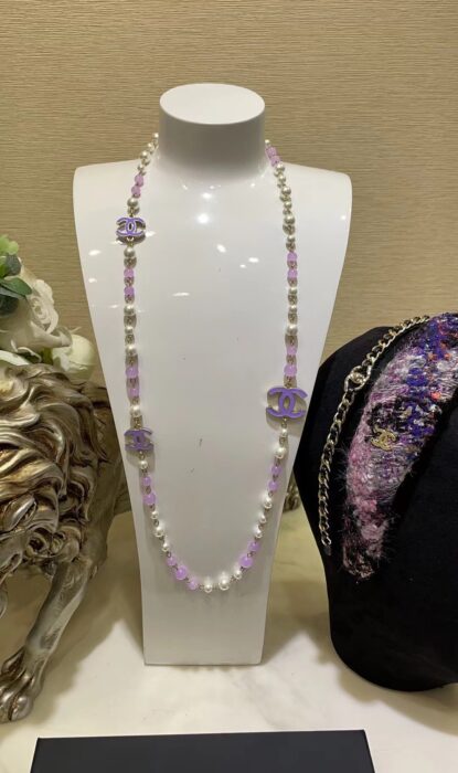 샤넬 퍼플 CC로고 롱 배색 진주 목걸이 퍼플 화이트 레플리카 미러급 SA급 S급 고퀄리티 최상급 하이엔드 악세사리 [여성] 2
