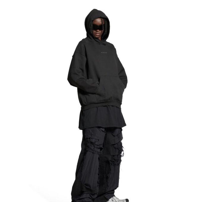 발렌시아가 백 미디엄 핏 후디 블랙 (여성) 레플리카 미러급 SA급 S급 고퀄리티 하이엔드 최상급 의류 [남성여성공용] 4