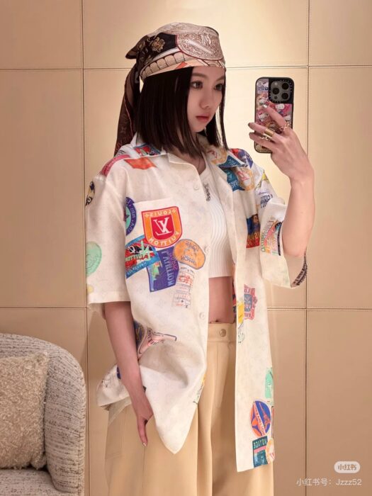 루이비통 마히나 패치 쇼트 슬리브드 셔츠 레플리카 미러급 SA급 S급 고퀄리티 하이엔드 최상급 의류 [여성] 5