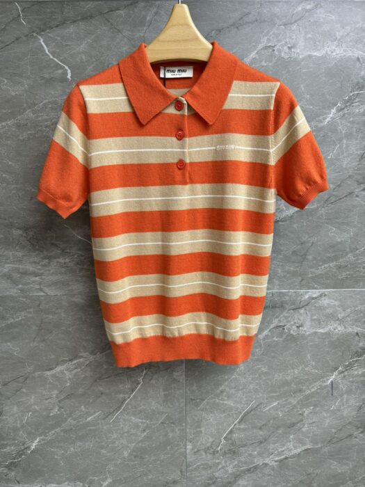 미우미우 스트라이프 폴로 셔츠 레플리카 미러급 SA급 S급 고퀄리티 하이엔드 최상급 의류 [여성] 3
