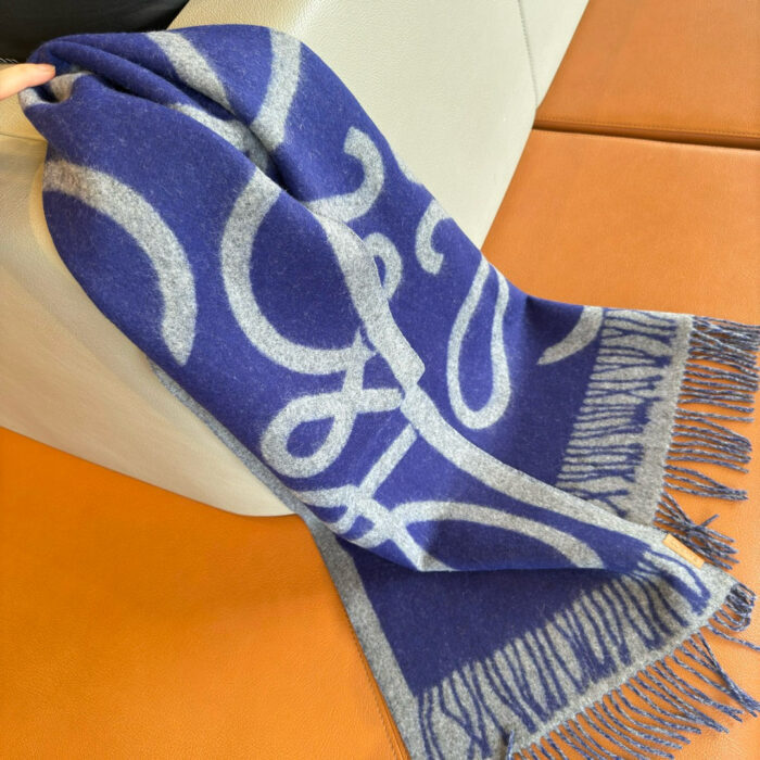 로에베 아나그램 자카드 태슬 스카프 블루 레플리카 미러급 SA급 S급 고퀄리티 최상급 하이엔드 머플러 목도리 [남성여성공용] 5