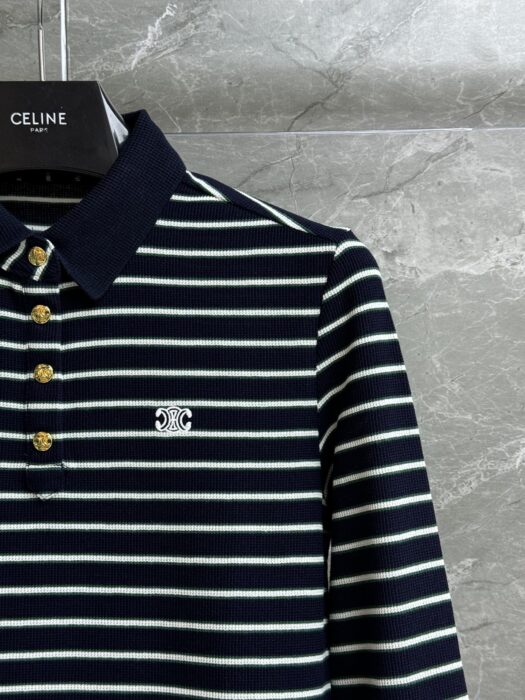 셀린느 트리오페 스트라이프 폴로 여성 카라 긴팔 티셔츠 레플리카 미러급 SA급 S급 고퀄리티 하이엔드 최상급 의류 [여성] 10