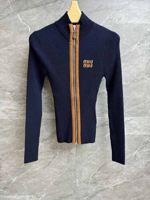 미우미우 캐시미어 및 가죽 지퍼 가디건 레플리카 미러급 SA급 S급 고퀄리티 하이엔드 최상급 의류 [여성] 3