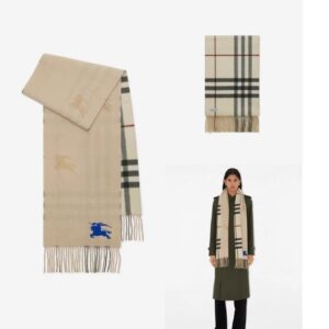 버버리 승마 자수 양면 체크 스카프 베이지 레플리카 미러급 SA급 S급 고퀄리티 최상급 하이엔드 머플러 목도리 [남성여성공용]
