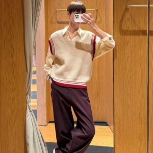 아미 점보 로고 배색 자카드 민소매 핑크 레플리카 미러급 SA급 S급 고퀄리티 하이엔드 최상급 의류 [남성여성공용]