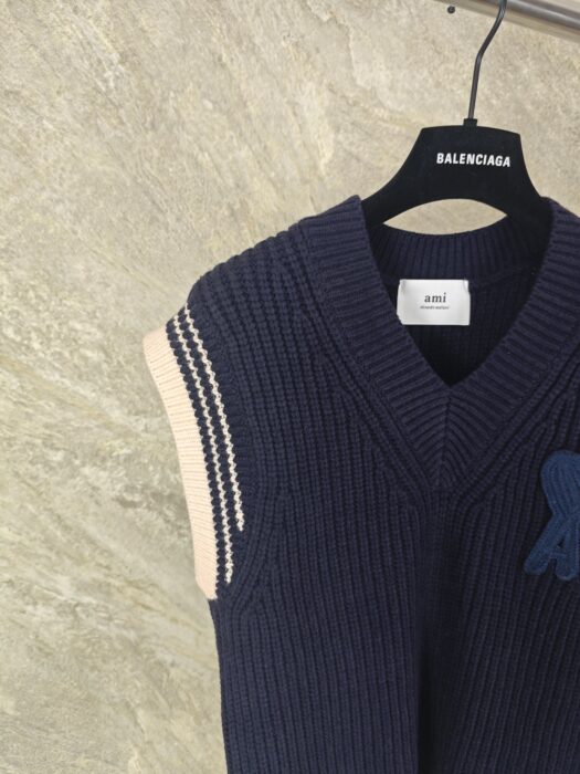 아미 점보 로고 배색 자카드 민소매 네이비 레플리카 미러급 SA급 S급 고퀄리티 하이엔드 최상급 의류 [남성여성공용] 5