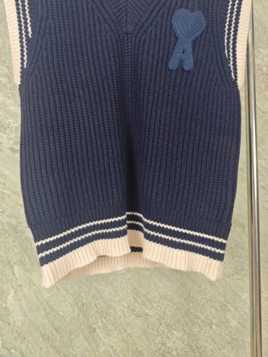 아미 점보 로고 배색 자카드 민소매 네이비 레플리카 미러급 SA급 S급 고퀄리티 하이엔드 최상급 의류 [남성여성공용] 6