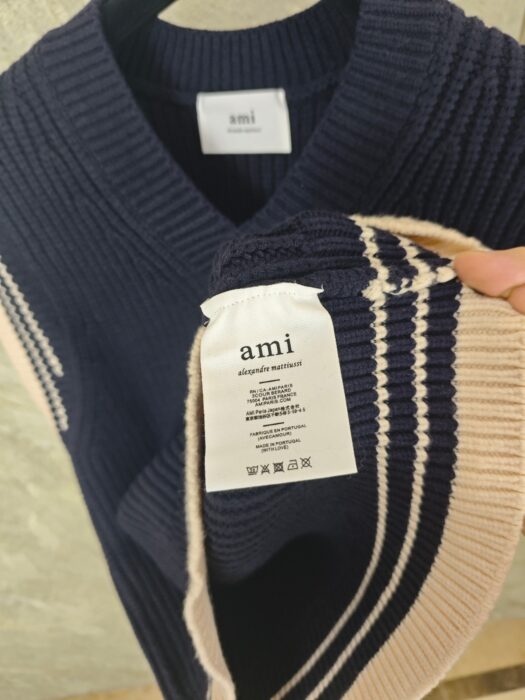 아미 점보 로고 배색 자카드 민소매 네이비 레플리카 미러급 SA급 S급 고퀄리티 하이엔드 최상급 의류 [남성여성공용] 7