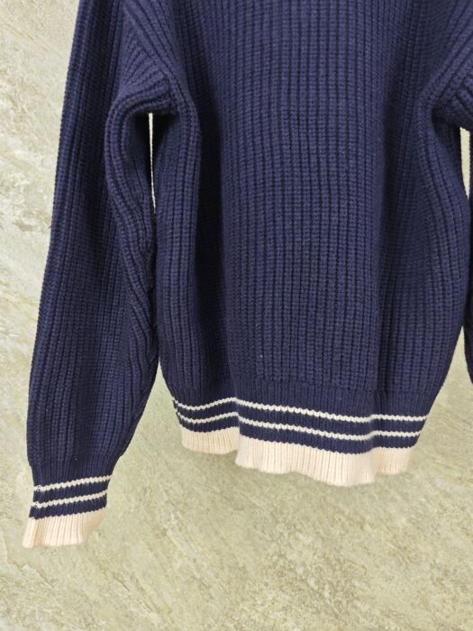 아미 점보 로고 배색 자카드 V넥 니트 네이비 레플리카 미러급 SA급 S급 고퀄리티 하이엔드 최상급 의류 [남성여성공용] 7