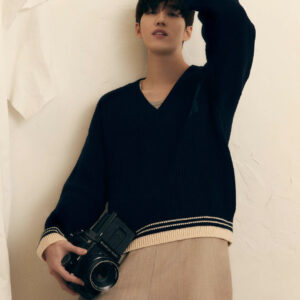 아미 점보 로고 배색 자카드 V넥 니트 네이비 레플리카 미러급 SA급 S급 고퀄리티 하이엔드 최상급 의류 [남성여성공용]