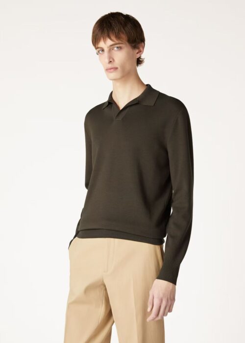 로로피아나 베이직 단색 양털 긴팔 카라티 긴팔티 폴로티 올리브 레플리카 미러급 SA급 S급 고퀄리티 하이엔드 최상급 의류 [남성]