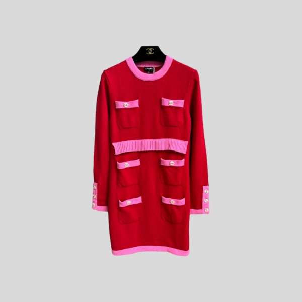 샤넬 콘트라스트 니트 드레스 레플리카 미러급 SA급 S급 고퀄리티 하이엔드 최상급 의류 [여성]