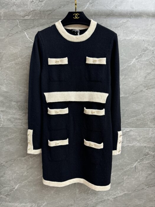 샤넬 콘트라스트 니트 드레스 레플리카 미러급 SA급 S급 고퀄리티 하이엔드 최상급 의류 [여성] 3