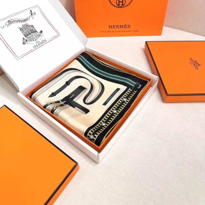 에르메스 24 스퀘어 스카프 베이지 레플리카 미러급 SA급 S급 고퀄리티 최상급 하이엔드 머플러 목도리 [여성] 4