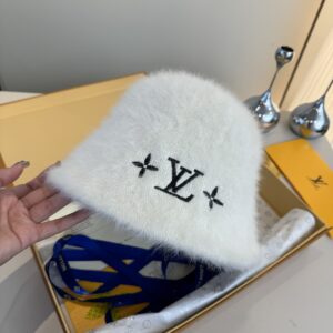 루이비통 로고 자수 털 모자 버킷햇 화이트 레플리카 미러급 SA급 S급 고퀄리티 최상급 하이엔드 [여성]