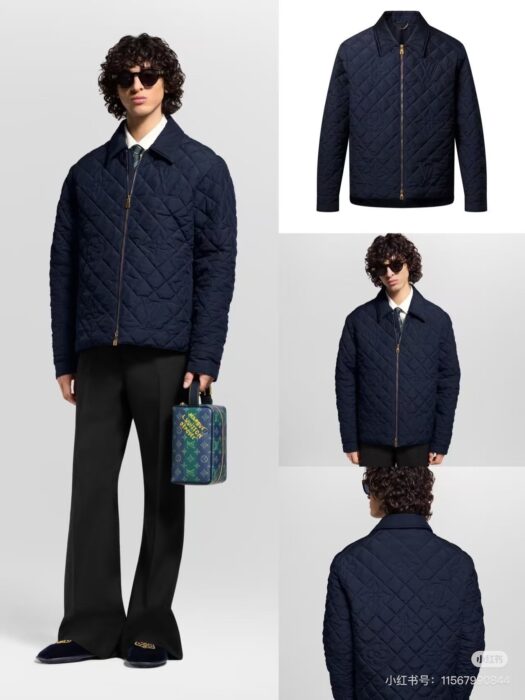 루이비통 로고 자수 퀼팅 코튼 자켓 네이비 레플리카 미러급 SA급 S급 고퀄리티 하이엔드 최상급 의류 [남성여성공용] 2