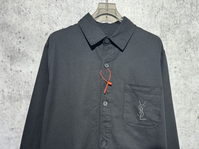 생로랑 포켓 로고 자수 단색 긴팔 셔츠 블랙 레플리카 미러급 SA급 S급 고퀄리티 하이엔드 최상급 의류 [남성여성공용] 5