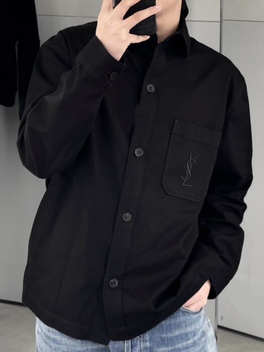 생로랑 포켓 로고 자수 단색 긴팔 셔츠 블랙 레플리카 미러급 SA급 S급 고퀄리티 하이엔드 최상급 의류 [남성여성공용]