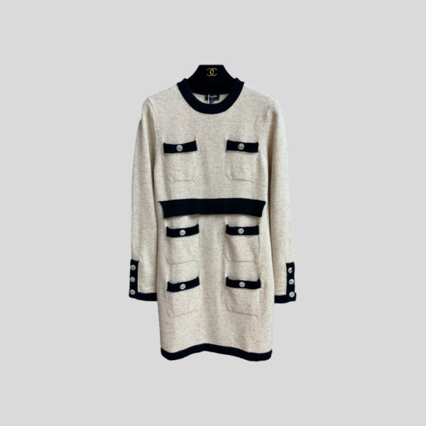 샤넬 콘트라스트 니트 드레스 레플리카 미러급 SA급 S급 고퀄리티 하이엔드 최상급 의류 [여성]