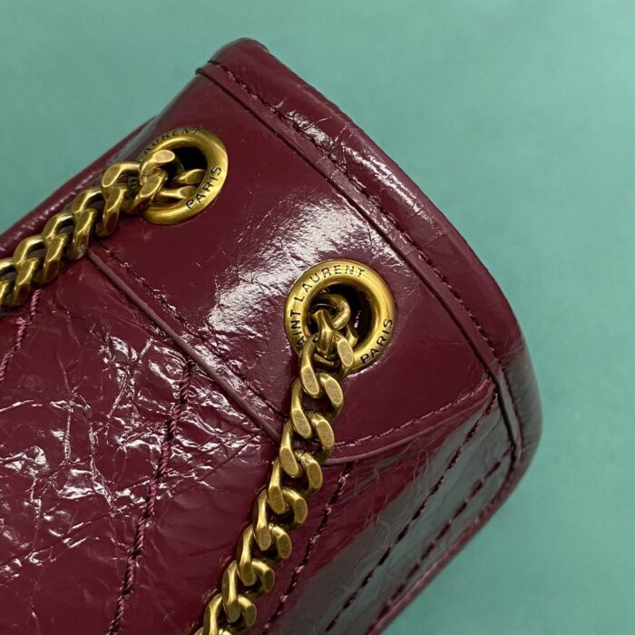 생로랑 빈티지 가죽 소재 NIKI BABY 633160 와인 금장 레플리카 미러급 SA급 S급 고퀄리티 최상급 하이엔드 크로스백 가방 [여성] 8