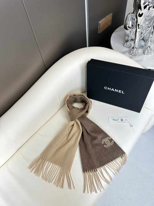 샤넬 CC로고 자수 캐시미어 양색 스카프 브라운 레플리카 미러급 SA급 S급 고퀄리티 최상급 하이엔드 머플러 목도리 [남성여성공용] 4