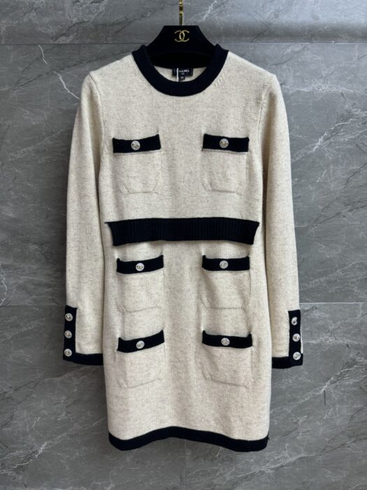 샤넬 콘트라스트 니트 드레스 레플리카 미러급 SA급 S급 고퀄리티 하이엔드 최상급 의류 [여성] 5