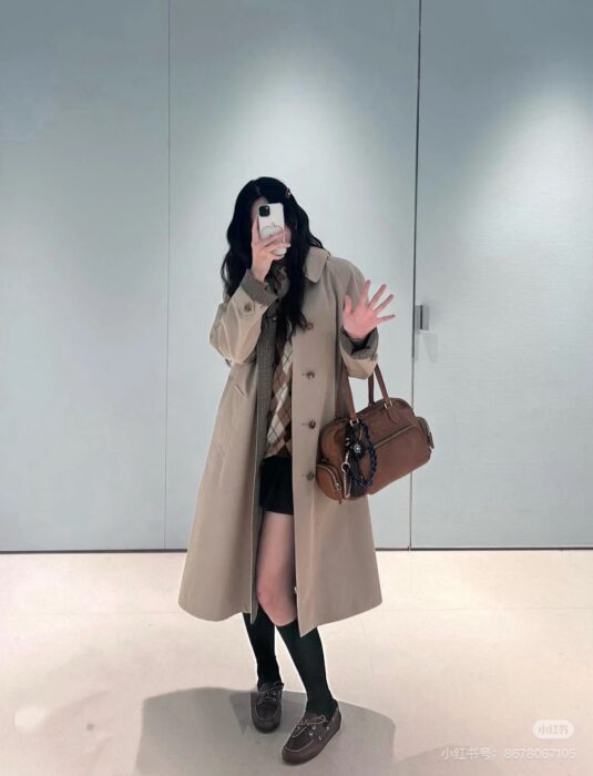 미우미우 리버시클 트윌 체크 트렌치 코트 레플리카 미러급 SA급 S급 고퀄리티 하이엔드 최상급 의류 [여성] 39