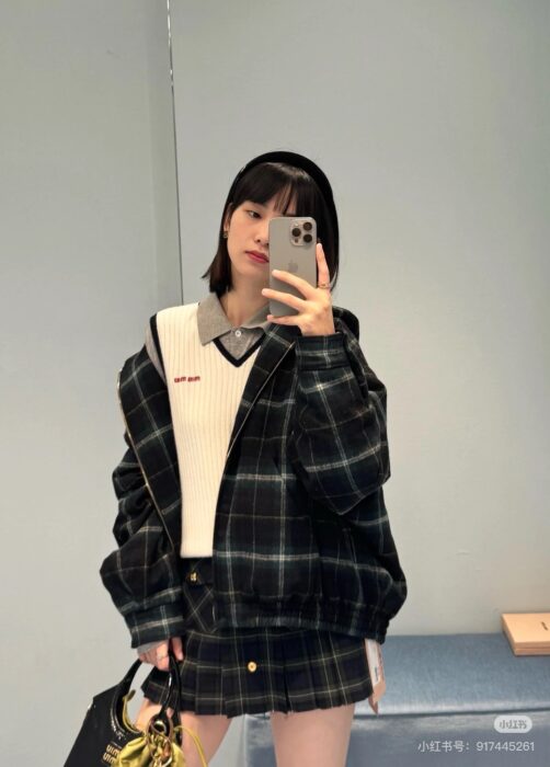 미우미우 코튼 체크 후드 자켓 그린 레플리카 미러급 SA급 S급 고퀄리티 하이엔드 최상급 의류 [남성여성공용] 2