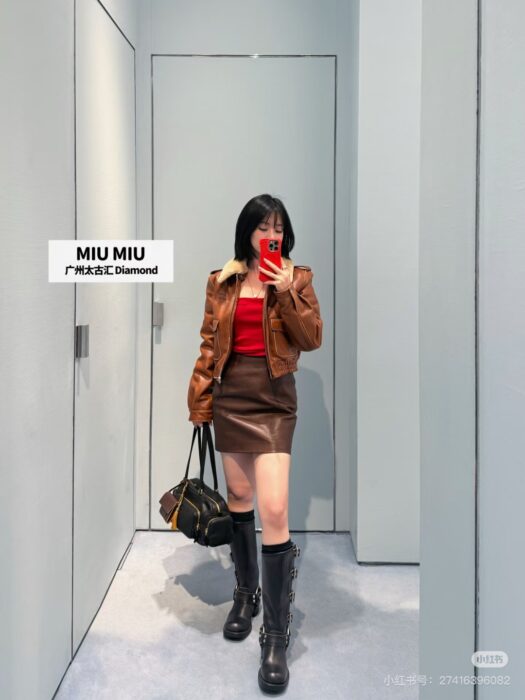 미우미우 나파 가죽 자켓, 스커트 레플리카 미러급 SA급 S급 고퀄리티 하이엔드 최상급 의류 [여성] 20