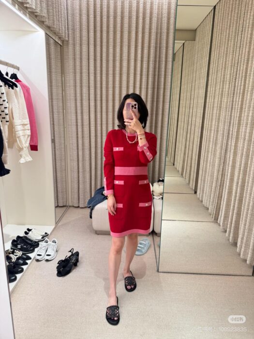 샤넬 콘트라스트 니트 드레스 레플리카 미러급 SA급 S급 고퀄리티 하이엔드 최상급 의류 [여성] 2