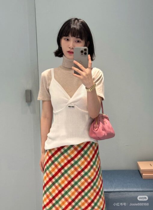 미우미우 대각선 체크 스커트 레플리카 미러급 SA급 S급 고퀄리티 하이엔드 최상급 의류 [여성] 10