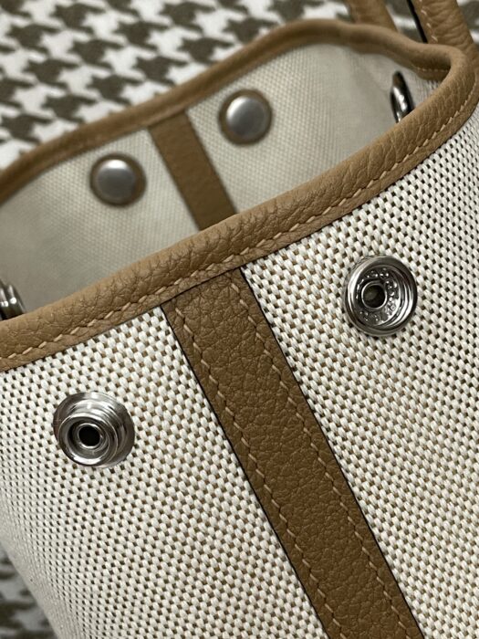 에르메스 가든파티 미니 캔버스 은장 배색 라이트 브라운 레플리카 미러급 SA급 S급 고퀄리티 최상급 하이엔드 가방 [여성] 7