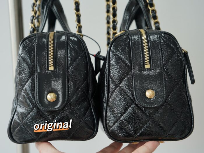 샤넬맥시 볼링백 페이턴트 크럼플드 카프스킨 골드 메탈 블랙 스몰 레플리카 미러급 SA급 S급 고퀄리티 최상급 하이엔드 가방 [여성] 6