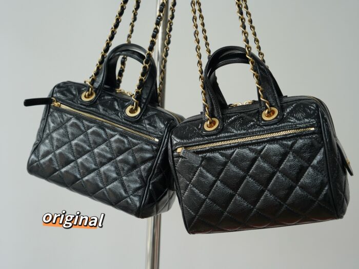 샤넬맥시 볼링백 페이턴트 크럼플드 카프스킨 골드 메탈 블랙 스몰 레플리카 미러급 SA급 S급 고퀄리티 최상급 하이엔드 가방 [여성] 5