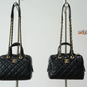 샤넬맥시 볼링백 페이턴트 크럼플드 카프스킨 골드 메탈 블랙 스몰 레플리카 미러급 SA급 S급 고퀄리티 최상급 하이엔드 가방 [여성]