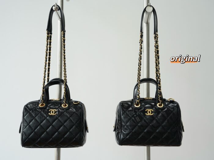 샤넬맥시 볼링백 페이턴트 크럼플드 카프스킨 골드 메탈 블랙 스몰 레플리카 미러급 SA급 S급 고퀄리티 최상급 하이엔드 가방 [여성]
