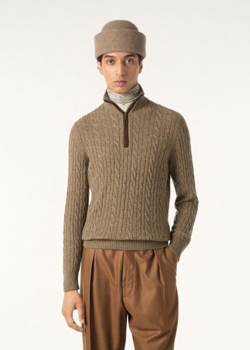 로로피아나 반지퍼 자카드 니트 라이트 브라운 레플리카 미러급 SA급 S급 고퀄리티 하이엔드 최상급 의류 [남성]