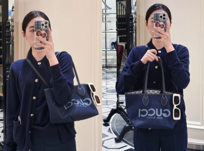 구찌 토티시마 스몰 리버시블 토트백 다크 블루 데님 베이지 블루 820496 레플리카 미러급 SA급 S급 고퀄리티 최상급 하이엔드 가방 [여성]