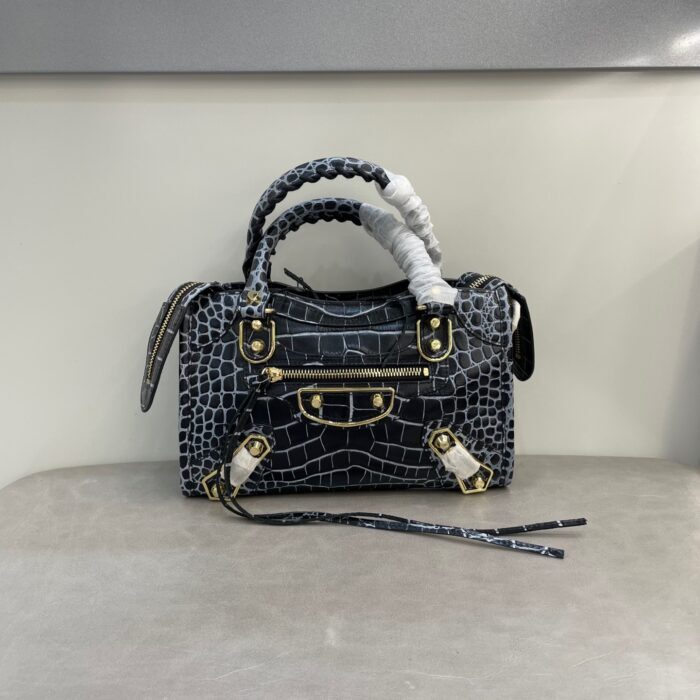 발렌시아가 르 시티 스몰 백 그레이 블랙 샤이니 골드 장식 악어무늬 레플리카 미러급 SA급 S급 고퀄리티 최상급 하이엔드 가방 [여성]