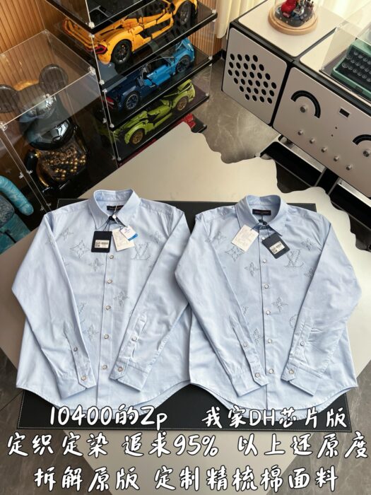 루이비통 모노그램 프린티드 롱 슬리브드 긴팔 셔츠 블루 레플리카 미러급 SA급 S급 고퀄리티 하이엔드 최상급 의류 [남성여성공용] 3