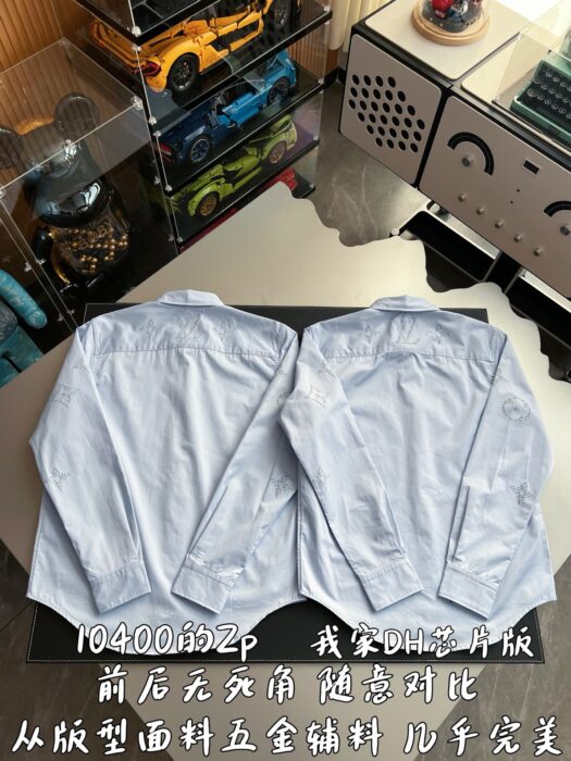 루이비통 모노그램 프린티드 롱 슬리브드 긴팔 셔츠 블루 레플리카 미러급 SA급 S급 고퀄리티 하이엔드 최상급 의류 [남성여성공용] 4