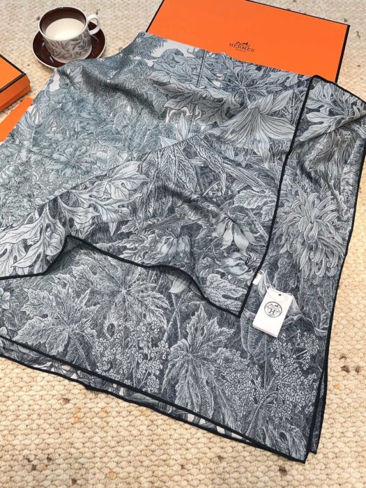 에르메스 식물원 스퀘어 스카프 70%캐시미어 30%실크 흑녹색 스카프 레플리카 미러급 SA급 S급 고퀄리티 최상급 하이엔드 머플러 목도리 [여성] 5