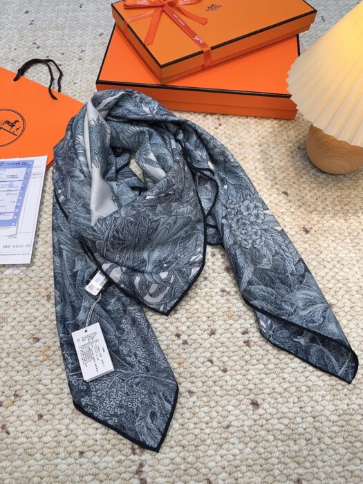 에르메스 식물원 스퀘어 스카프 70%캐시미어 30%실크 흑녹색 스카프 레플리카 미러급 SA급 S급 고퀄리티 최상급 하이엔드 머플러 목도리 [여성] 8