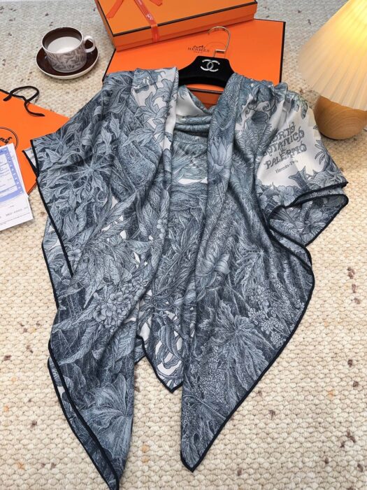 에르메스 식물원 스퀘어 스카프 70%캐시미어 30%실크 흑녹색 스카프 레플리카 미러급 SA급 S급 고퀄리티 최상급 하이엔드 머플러 목도리 [여성] 4