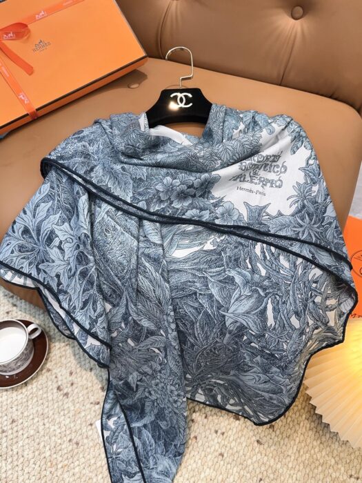에르메스 식물원 스퀘어 스카프 70%캐시미어 30%실크 흑녹색 스카프 레플리카 미러급 SA급 S급 고퀄리티 최상급 하이엔드 머플러 목도리 [여성] 3