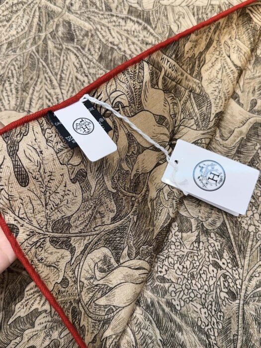 에르메스 식물원 스퀘어 스카프 70%캐시미어 30%실크 다크 베이지 스카프 레플리카 미러급 SA급 S급 고퀄리티 최상급 하이엔드 머플러 목도리 [여성] 9