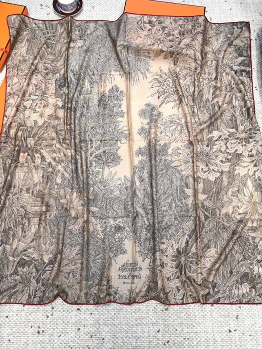 에르메스 식물원 스퀘어 스카프 70%캐시미어 30%실크 다크 베이지 스카프 레플리카 미러급 SA급 S급 고퀄리티 최상급 하이엔드 머플러 목도리 [여성] 7