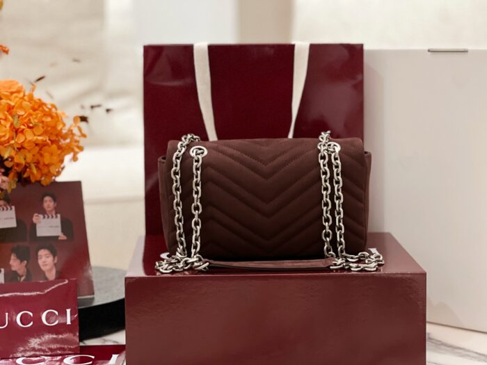 구찌 GG 마몽 스몰 숄더백 스웨이드 브라운 837280 레플리카 미러급 SA급 S급 고퀄리티 최상급 하이엔드 가방 [여성] 2