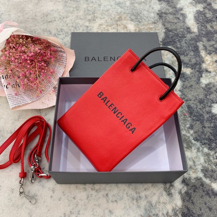 발렌시아가 로고 미니 폰홀더 토트백 겸 숄더백 크로스백 레드 레플리카 미러급 SA급 S급 고퀄리티 최상급 하이엔드 가방 [여성] 4